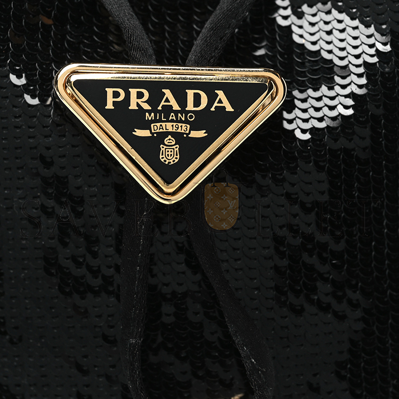 Pra*a black sequined satin mini 1nr016 (12*9*6cm)